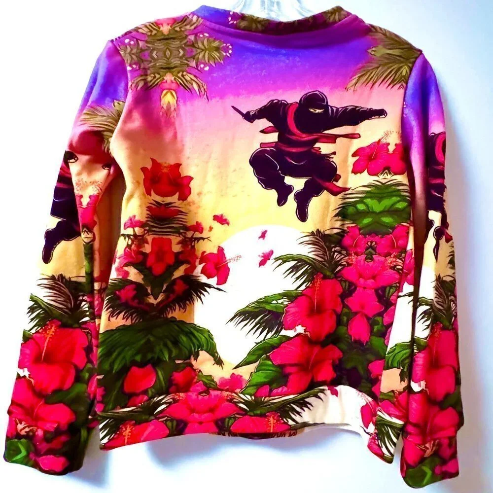 Cotton Ninja Floral Crew Neck Sweatshirt Hawaiian Size Small Girl Youth